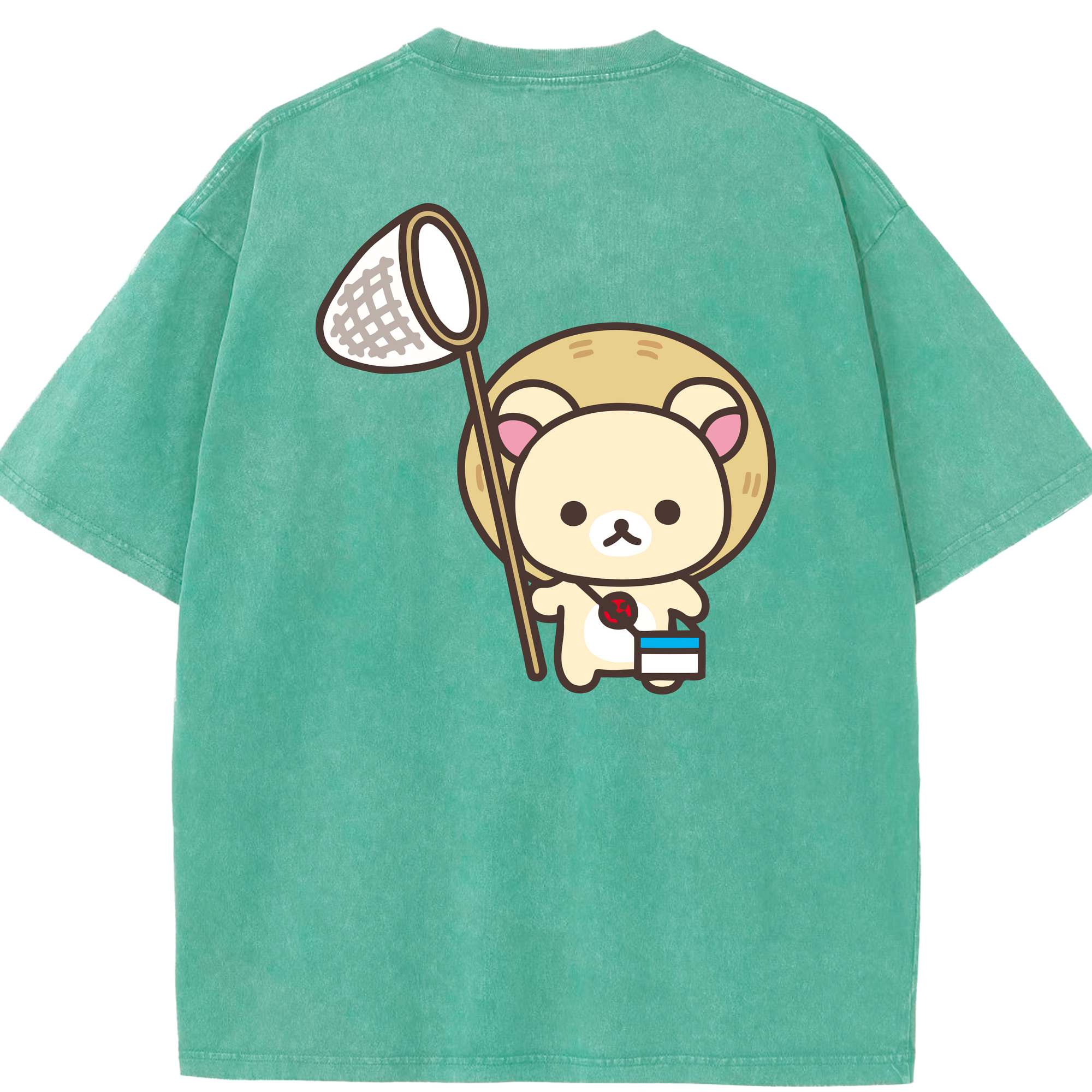 （画像用） リラックマ リラックマ キイロイトリ Rilakkuma Korilakkuma Kiiroitori 綿100% ヴィンテージ風 半袖Tシャツ（背面プリント）